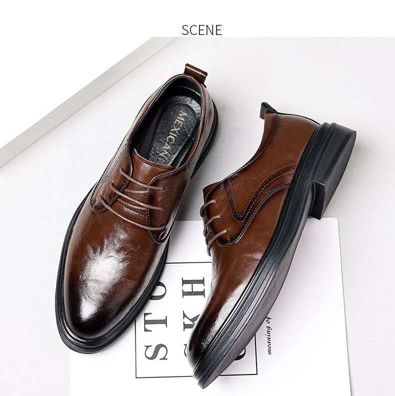 leather shoes men hollow breathable sandals increase shoes all business dress wedding shoes British casual men's shoes