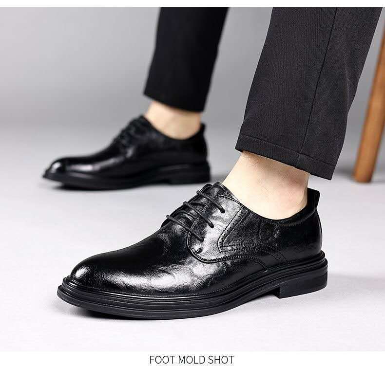 leather shoes men hollow breathable sandals increase shoes all business dress wedding shoes British casual men's shoes