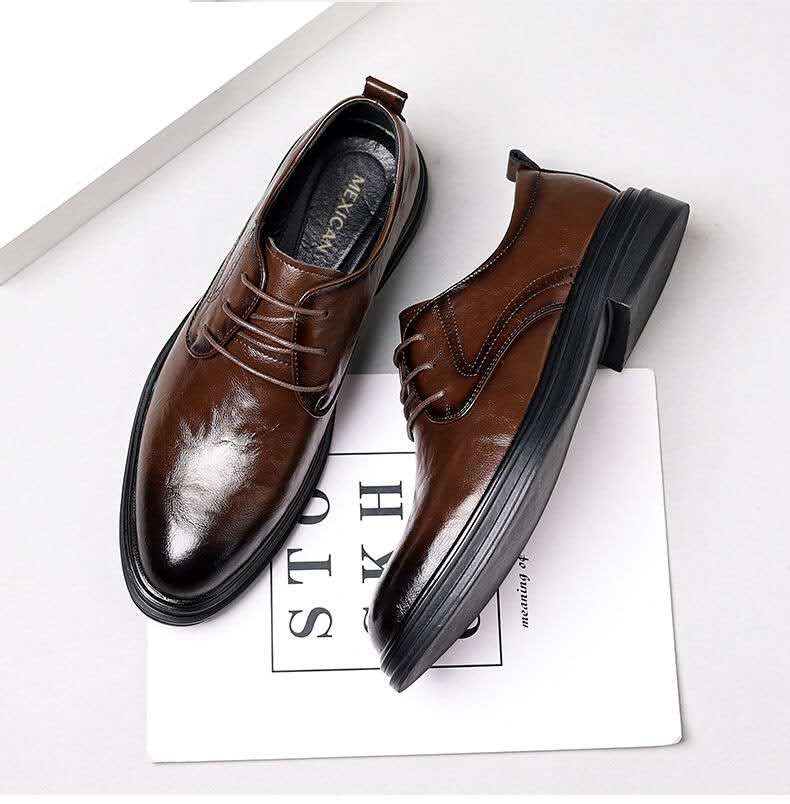 leather shoes men hollow breathable sandals increase shoes all business dress wedding shoes British casual men's shoes
