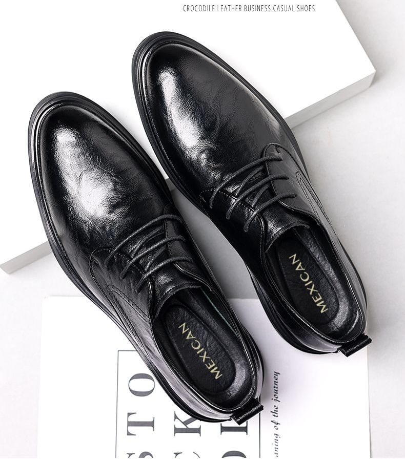 leather shoes men hollow breathable sandals increase shoes all business dress wedding shoes British casual men's shoes