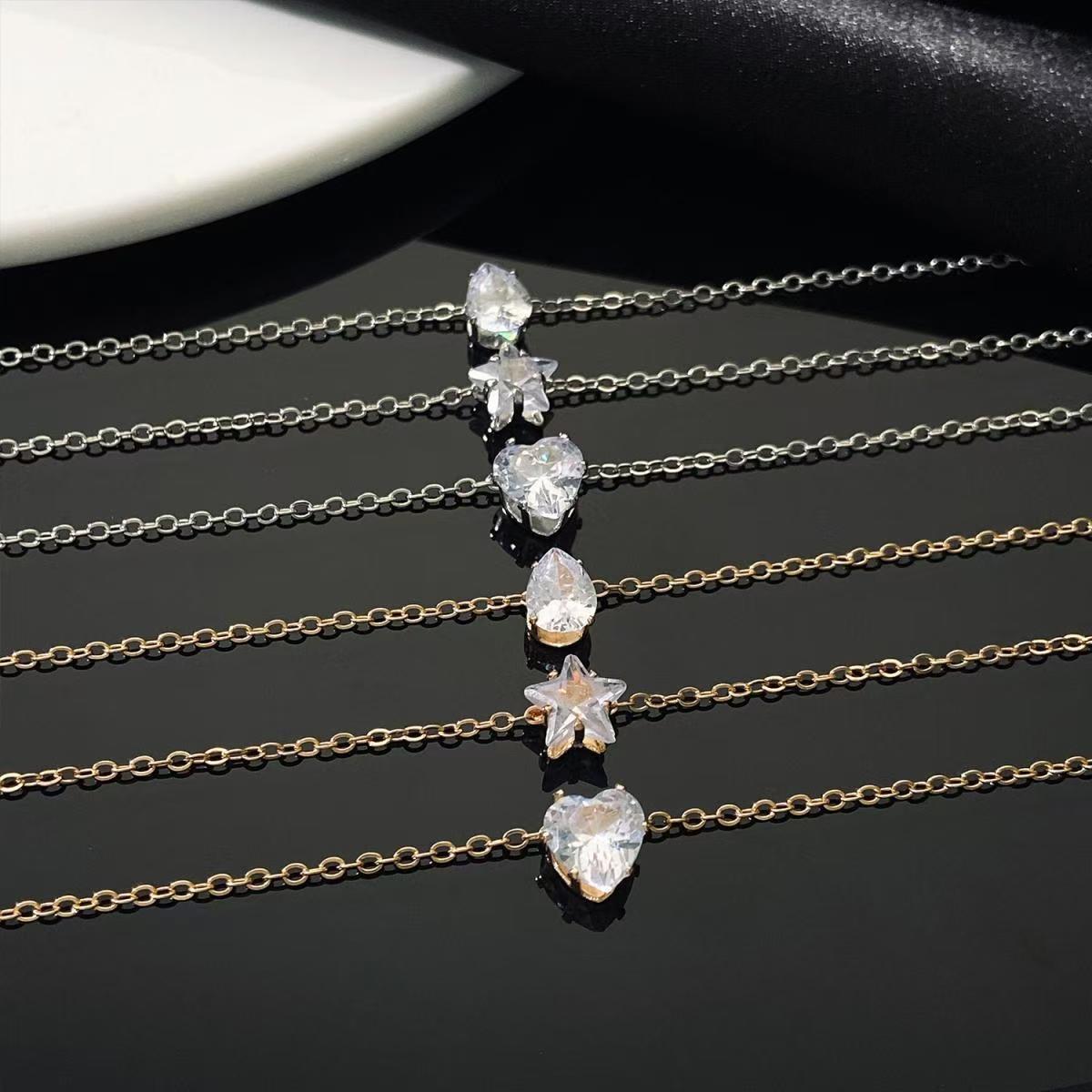 Three layer zircon pendant necklacefemale celebrity likes heart-shaped water droplet pendant fashionable necklacewearing Fashion Accessories Jewelry Women Jewelry Pendant Necklaces girl miss Gift