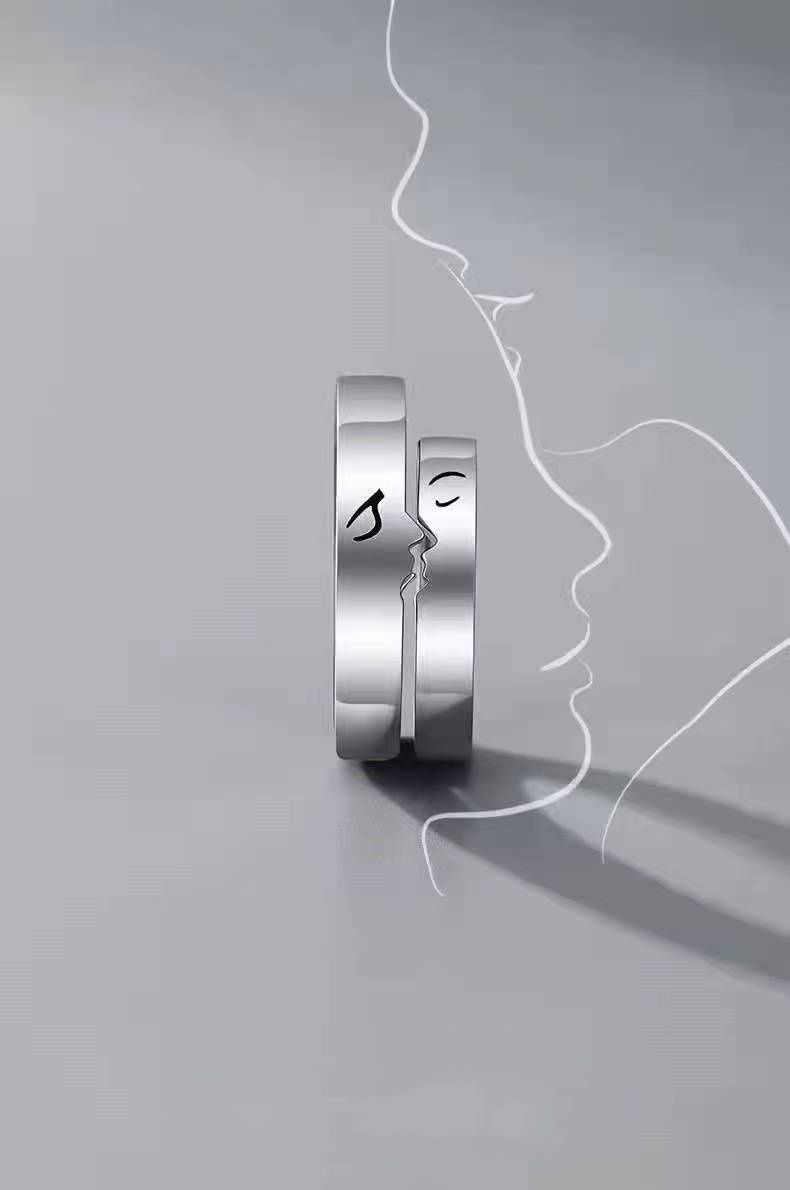 2 PCS new couple rings/wedding rings, ladies and men's Valentine's Day jewelry, I love you rings, couple rings