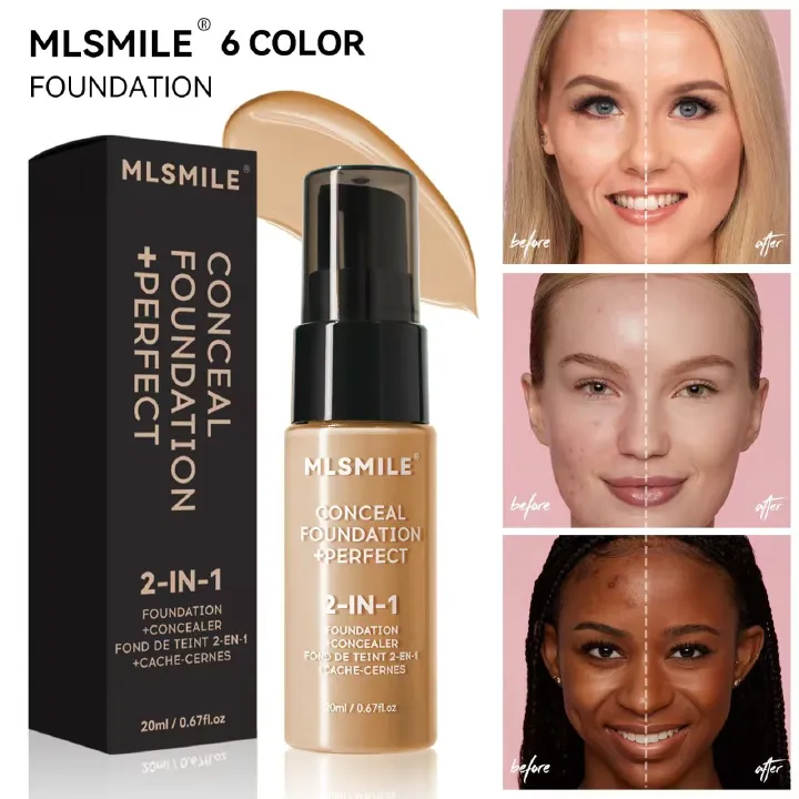 Newly arrived 20ml MLSMILE Makeup Holding liquidfoundationnatural and durable oil control not easy to take offconcealer moisturizing dry skin moisturizing concealer foundation make-up