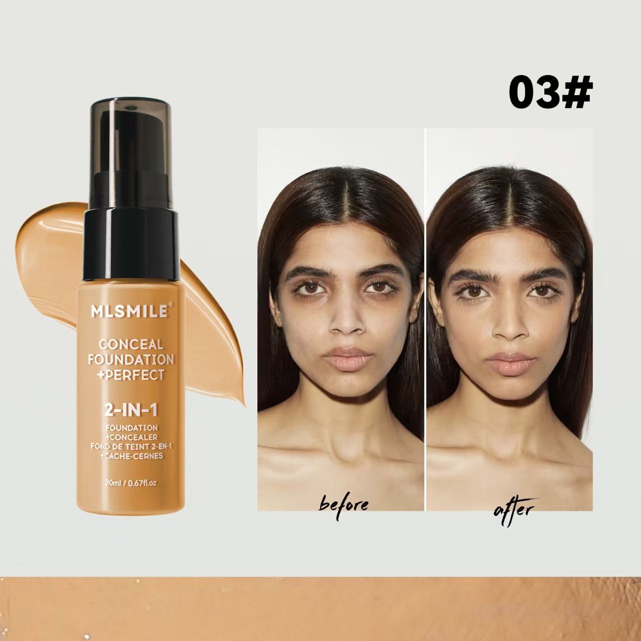 Newly arrived 20ml MLSMILE Makeup Holding liquidfoundationnatural and durable oil control not easy to take offconcealer moisturizing dry skin moisturizing concealer foundation make-up