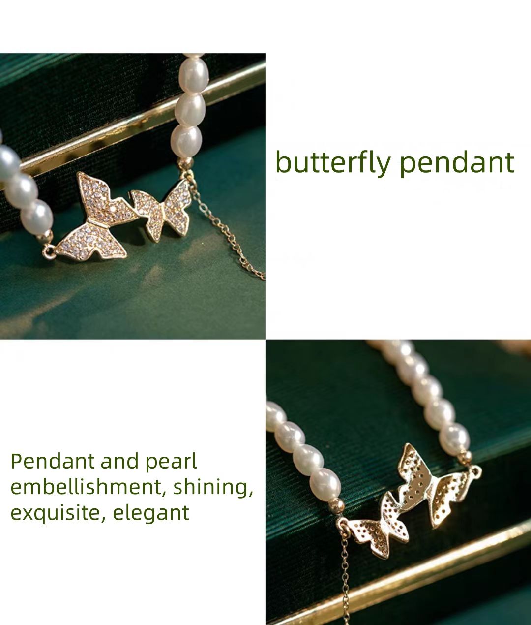 New arrivals * Fashionable pearl necklace, ladies' niche sweet necklace, high-end light luxury zircon butterfly collarbone necklace, Lady gift