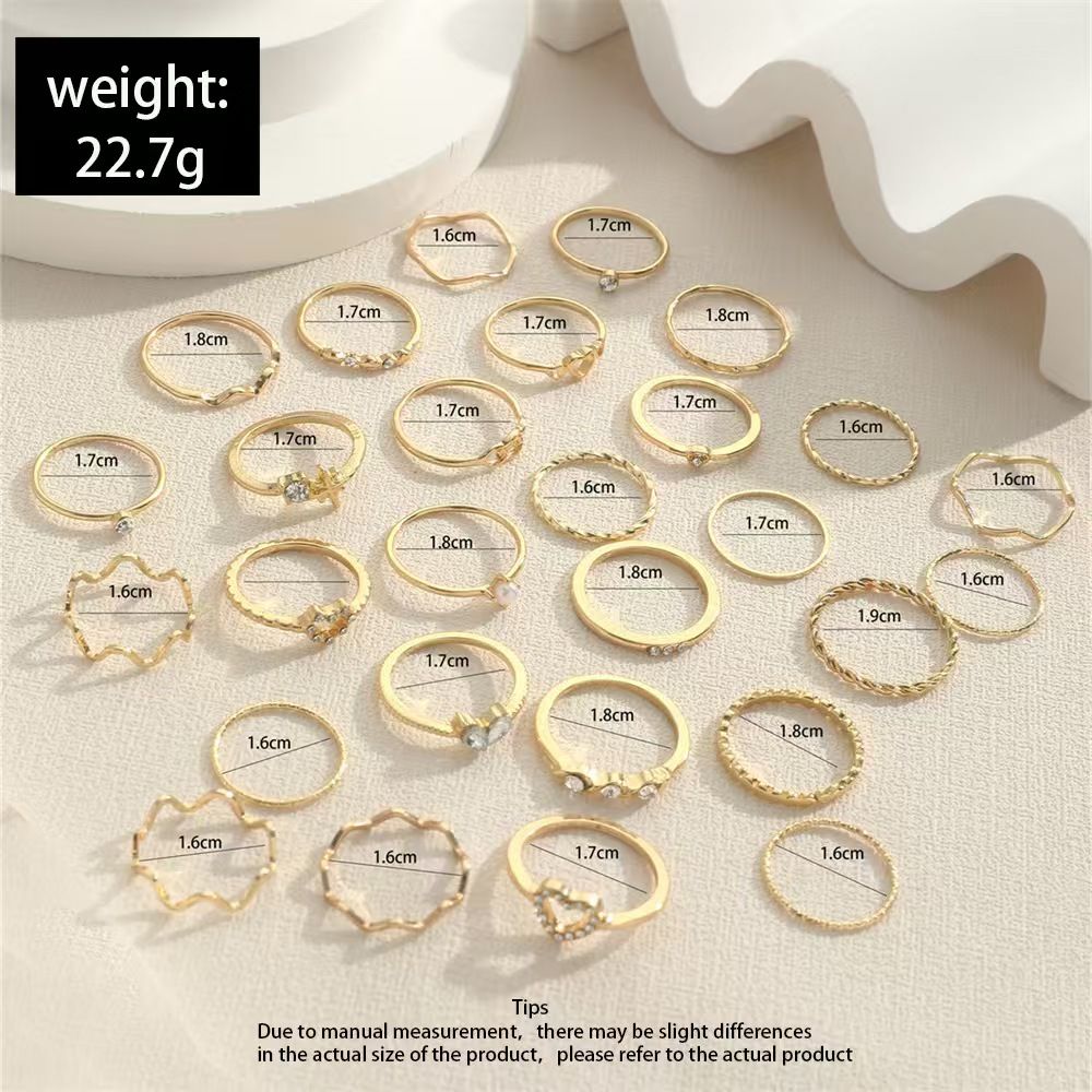 New Arrival 28 piece set lady Women's heart-shaped wave ring set multi joint ring setlove ring set，fashion accessories, women's jewelry ring set gifts