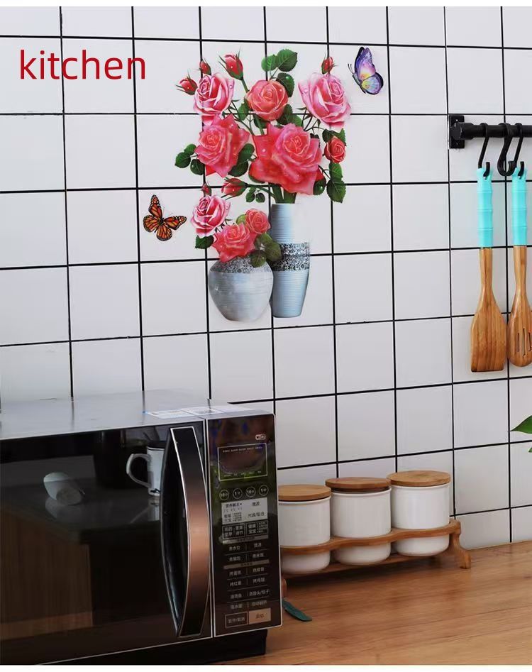 Newly arrived 3D home decoration vase wallpaper wall stickers, house stickers, suitable for DIY living room background walls, bedroom home decoration living rooms