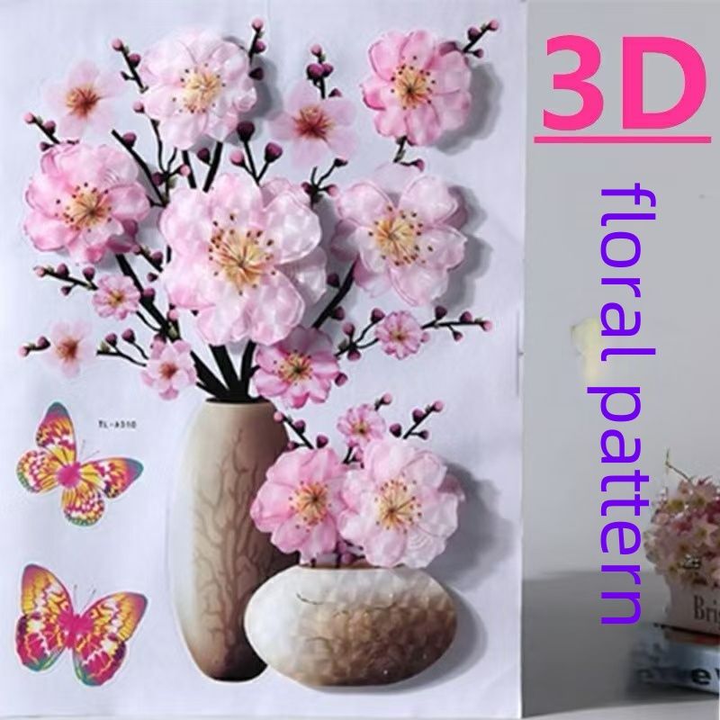 Newly arrived 3D home decoration vase wallpaper wall stickers, house stickers, suitable for DIY living room background walls, bedroom home decoration living rooms