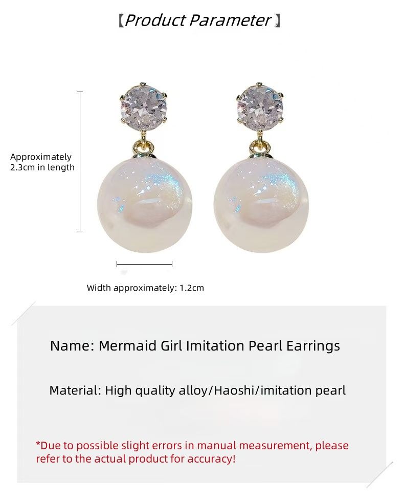 New Sparkling Pearl Women's Earrings Simple Diamond Earrings Sweet Style Earrings Silver Needle Earrings Women's Earrings