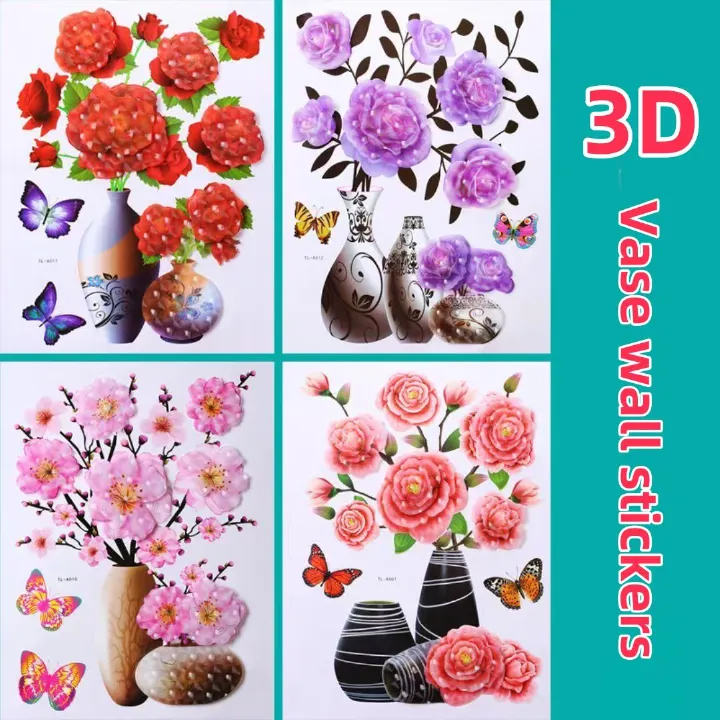 Home decoration * 3D vase wall stickers, suitable for DIY living room background walls,flower，decor doors and windows, refrigerator home decoration
