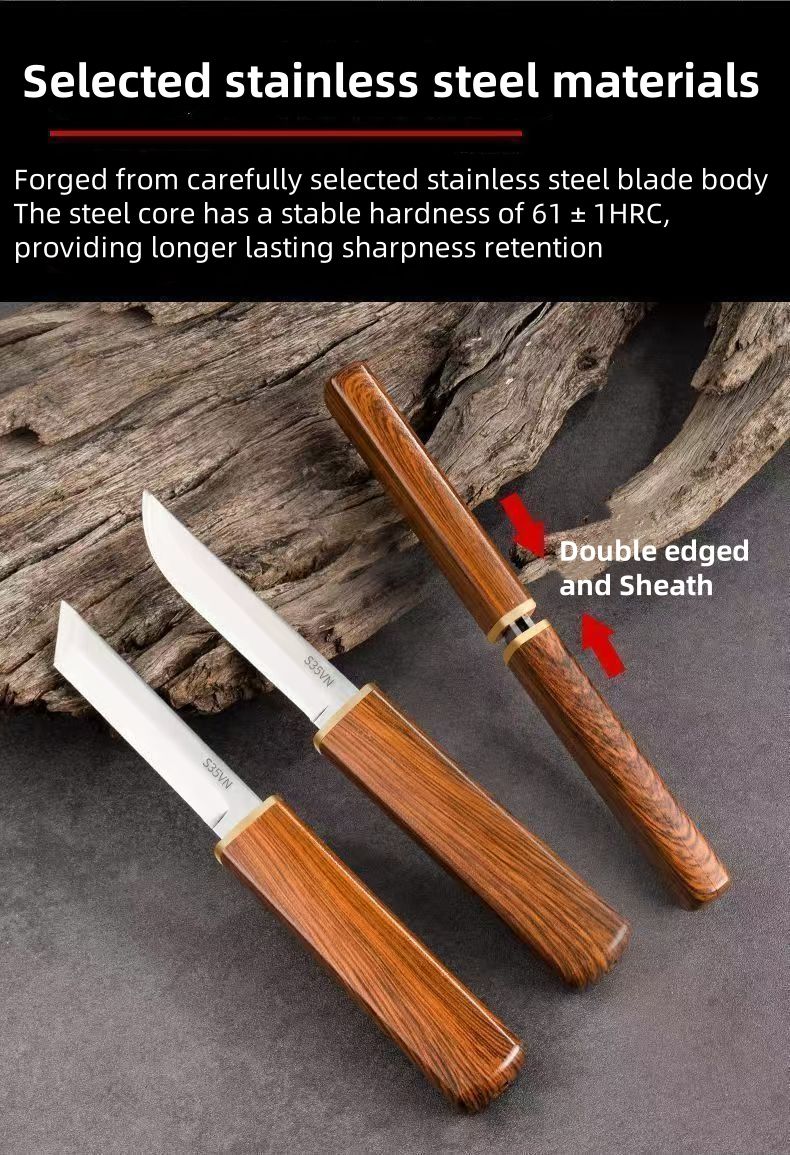 New ArrivalStainless Steel 2-in-1 Double Straight Knife Portable Household Fruit Knife Outdoor Portable Multi functional Hunting Camping Tactical Survival Knife