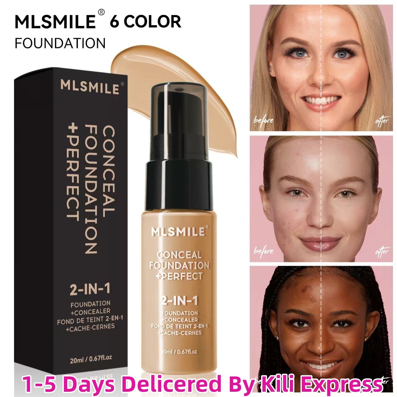 New Arrival20ml MLSMILEolding makeup liquid
foundation natural lasting oil control is
not easy to remove makeup concealer
moisturizing dry skin bb cream for women
moisturizing non-card powder