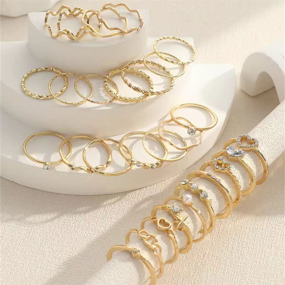 New Arrival 28 piece women's jewelry ring set, multi joint ring set, heart-shaped ring set, women's high-quality jewelry set, women's jewelry set