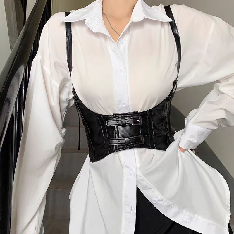 Women's waist belt, women's training body shaping belt, elastic body shaping PU leather belt, dress set, decorative accessories, fashionable women's shoulder belt, body shaping waist belt, women's wai