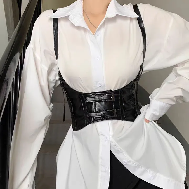 Women's waist belt, women's training body shaping belt, elastic body shaping PU leather belt, dress set, decorative accessories, fashionable women's shoulder belt, body shaping waist belt, women's wai