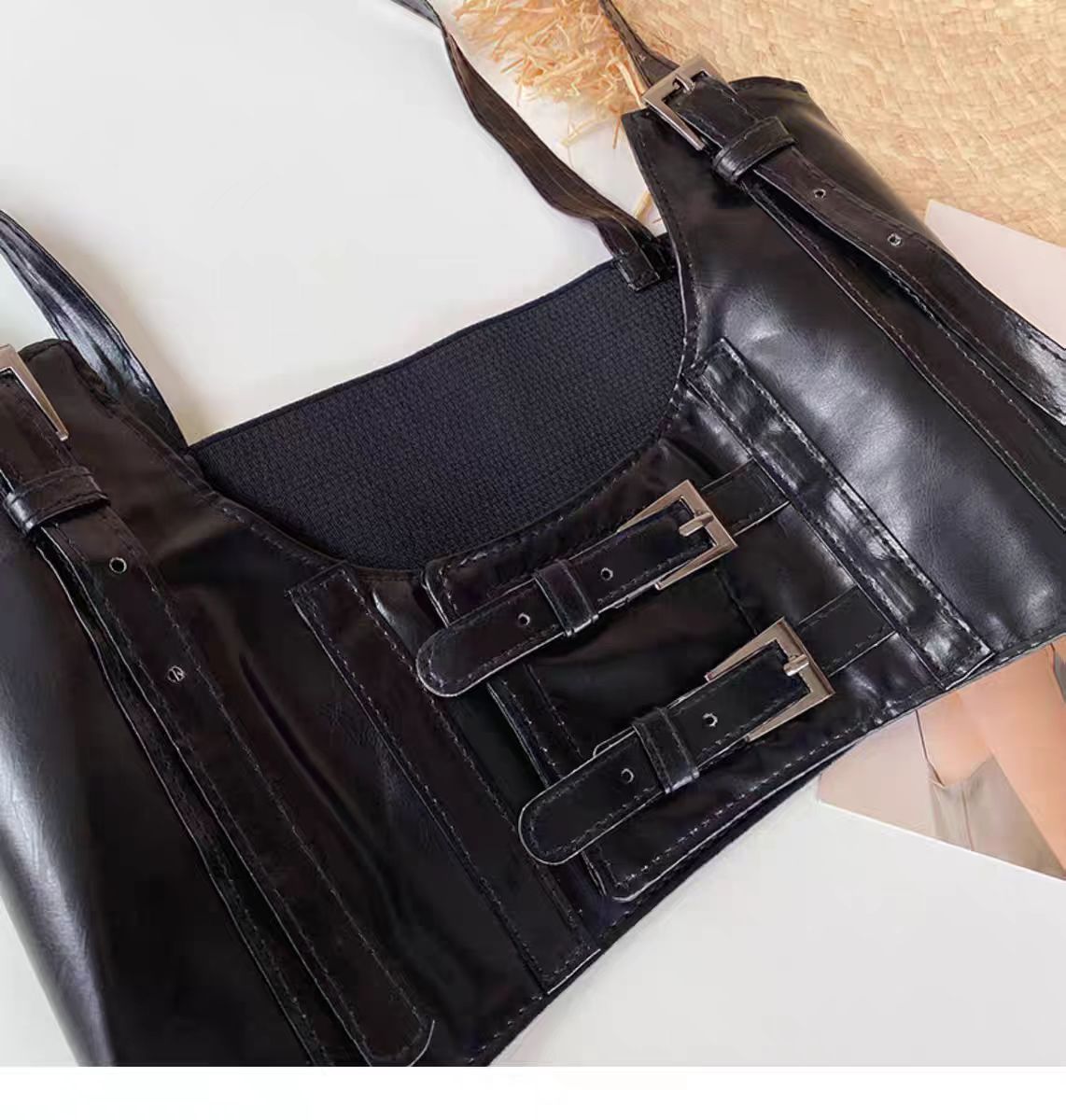 Women's waist belt, women's training body shaping belt, elastic body shaping PU leather belt, dress set, decorative accessories, fashionable women's shoulder belt, body shaping waist belt, women's wai