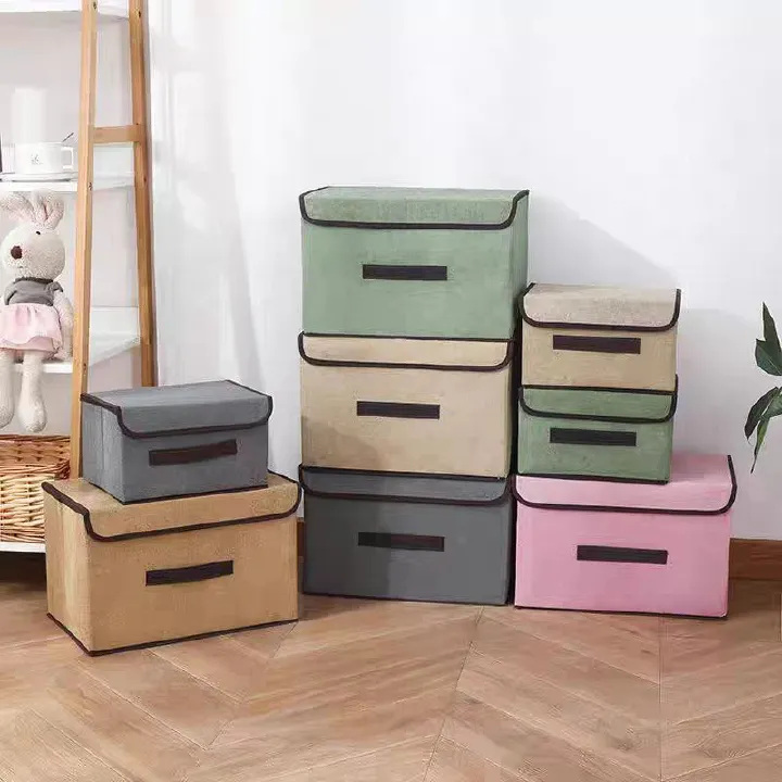 2 foldable storage basket boxes and household storage boxes for storing clothes, toys, and portable clothing organizing containers