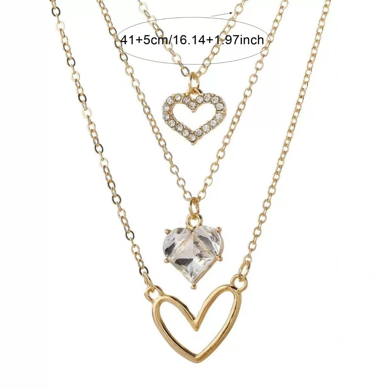 New Arrival3-layer women's necklace, fashionable crystal women's necklace pendant, 3 popular multi-layer metal collarbone chain accessories, gift necklaces, selected girls' gifts