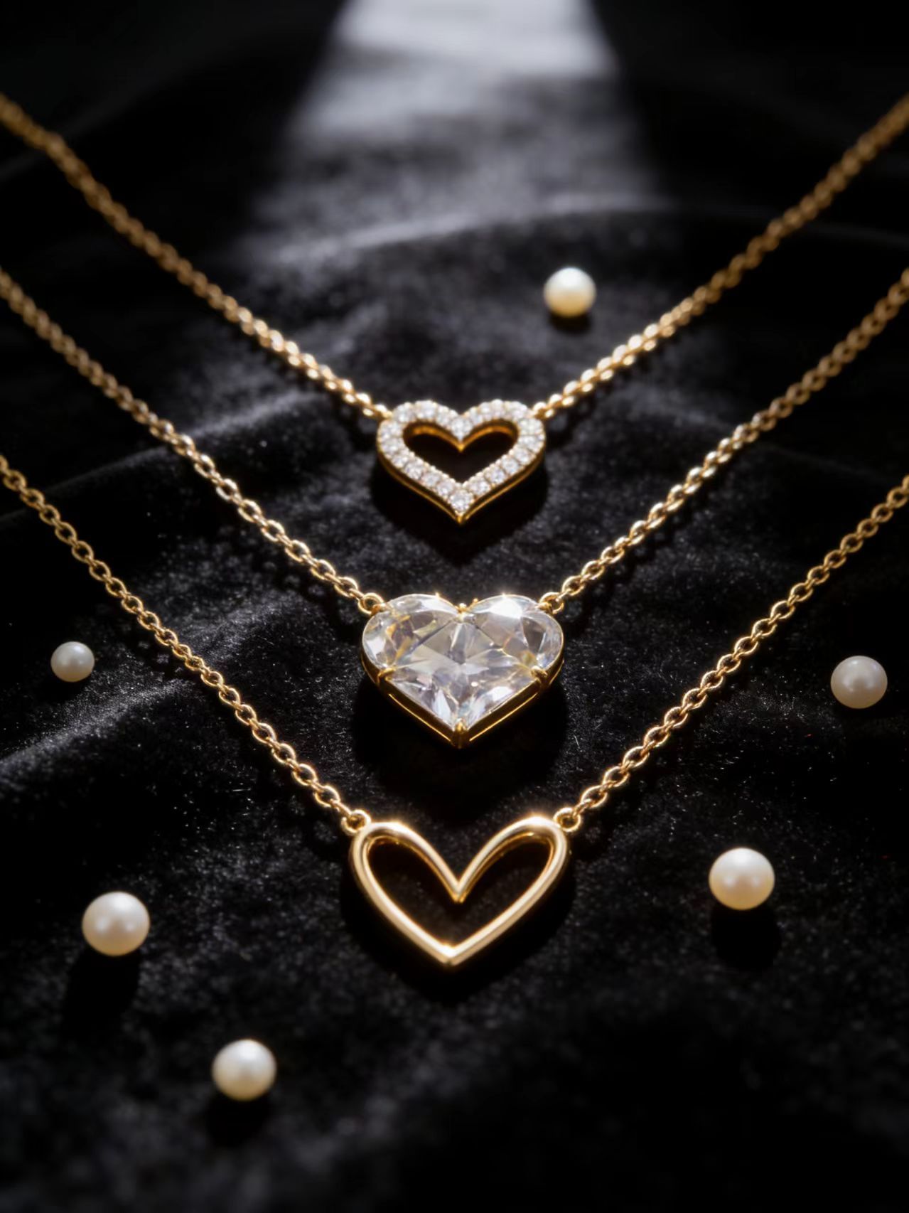 New Arrival3-layer women's necklace, fashionable crystal women's necklace pendant, 3 popular multi-layer metal collarbone chain accessories, gift necklaces, selected girls' gifts