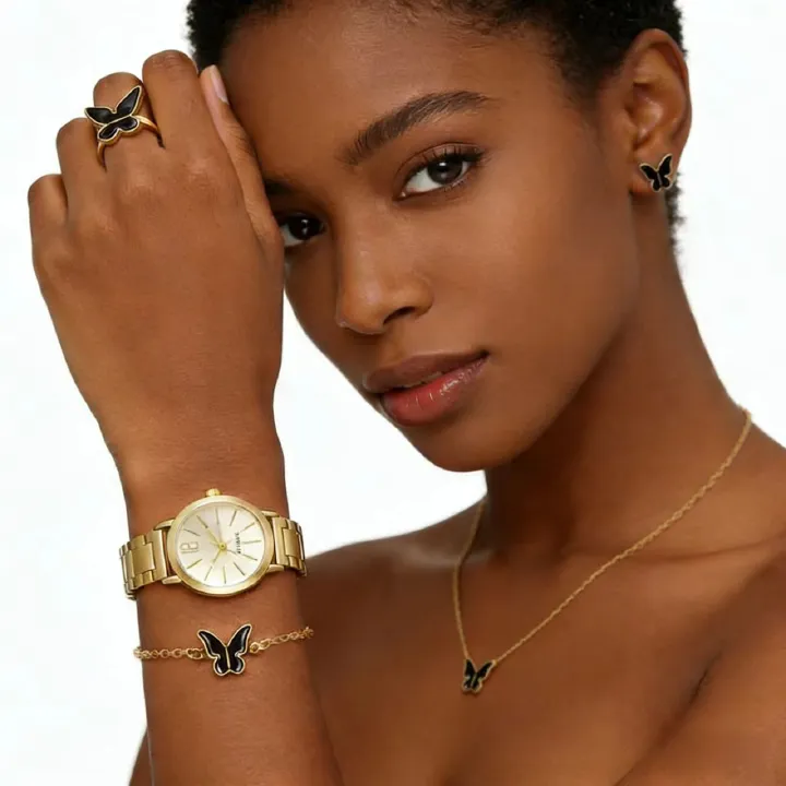 New Arrival6PCS Watches Jewelry SetWomen's Watch Set Earrings, Necklace, Bracelet Set Women's Butterfly Jewelry Set Women's Watch Quartz Watch Women's Watch