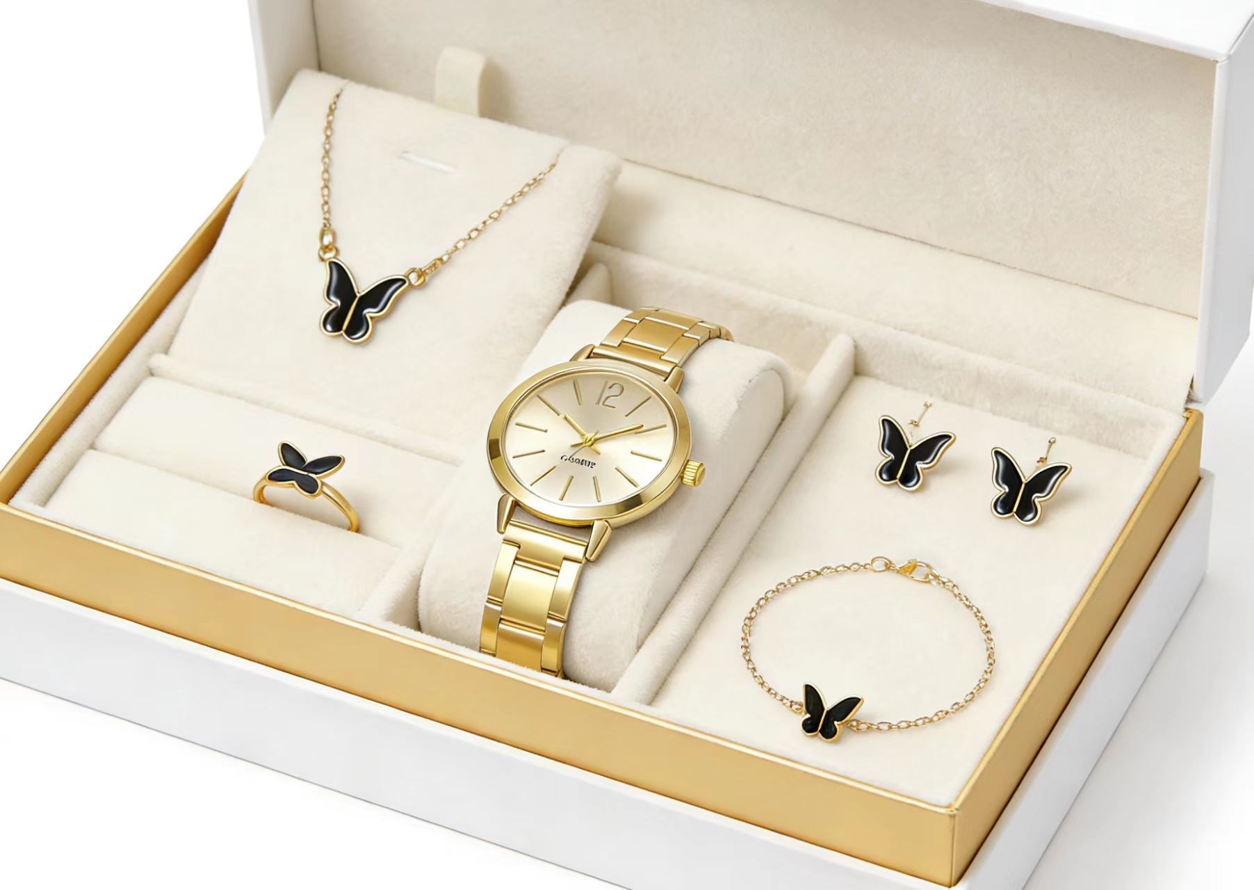 New Arrival6PCS Watches Jewelry SetWomen's Watch Set Earrings, Necklace, Bracelet Set Women's Butterfly Jewelry Set Women's Watch Quartz Watch Women's Watch