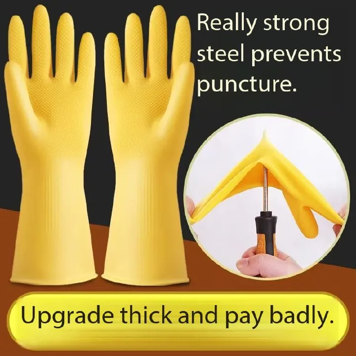 New Arrival2pcs high-end thick cleaning gloves, waterproof, anti slip and durable, suitable for home, restaurant, kitchen and laundry use, essential cleaning supplies and multifunctional tools