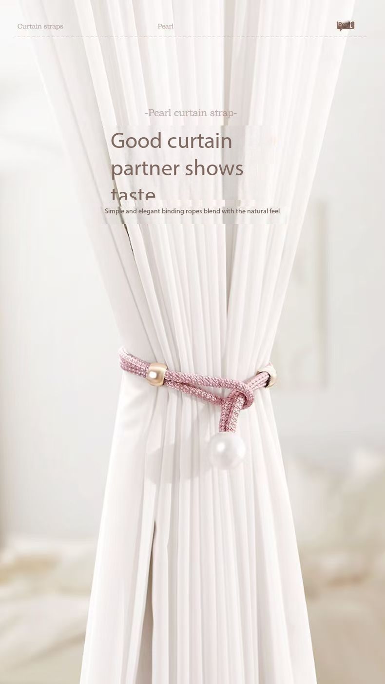 New Arrival2pcs French Curtain Tiebacks With Faux Pearl Decorations Convenient Drape Tiebacks Decorative Curtain Holdbacks Holder Curtain Tiebacks For Window Draperies For Home Bedroom Office Decor