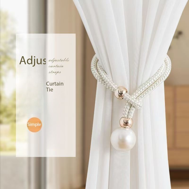 New Arrival2pcs French Curtain Tiebacks With Faux Pearl Decorations Convenient Drape Tiebacks Decorative Curtain Holdbacks Holder Curtain Tiebacks For Window Draperies For Home Bedroom Office Decor