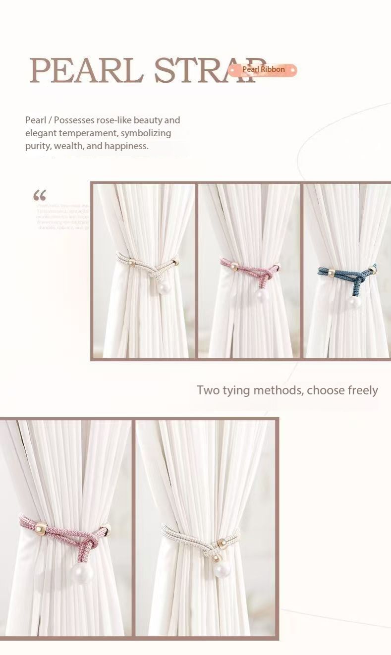 New Arrival2pcs French Curtain Tiebacks With Faux Pearl Decorations Convenient Drape Tiebacks Decorative Curtain Holdbacks Holder Curtain Tiebacks For Window Draperies For Home Bedroom Office Decor