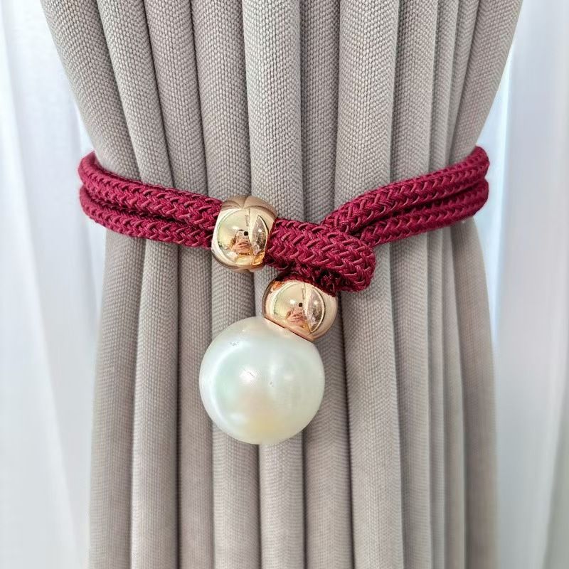 New Arrival2pcs French Curtain Tiebacks With Faux Pearl Decorations Convenient Drape Tiebacks Decorative Curtain Holdbacks Holder Curtain Tiebacks For Window Draperies For Home Bedroom Office Decor