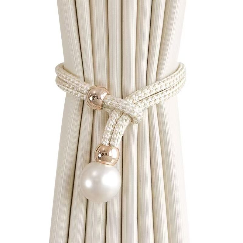 New Arrival2pcs French Curtain Tiebacks With Faux Pearl Decorations Convenient Drape Tiebacks Decorative Curtain Holdbacks Holder Curtain Tiebacks For Window Draperies For Home Bedroom Office Decor