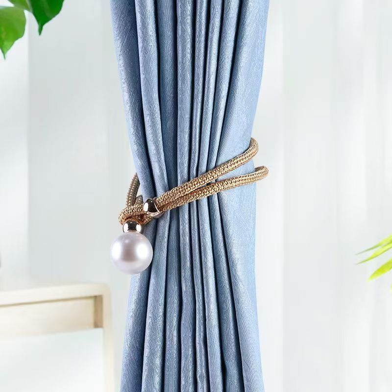 New Arrival2pcs French Curtain Tiebacks With Faux Pearl Decorations Convenient Drape Tiebacks Decorative Curtain Holdbacks Holder Curtain Tiebacks For Window Draperies For Home Bedroom Office Decor