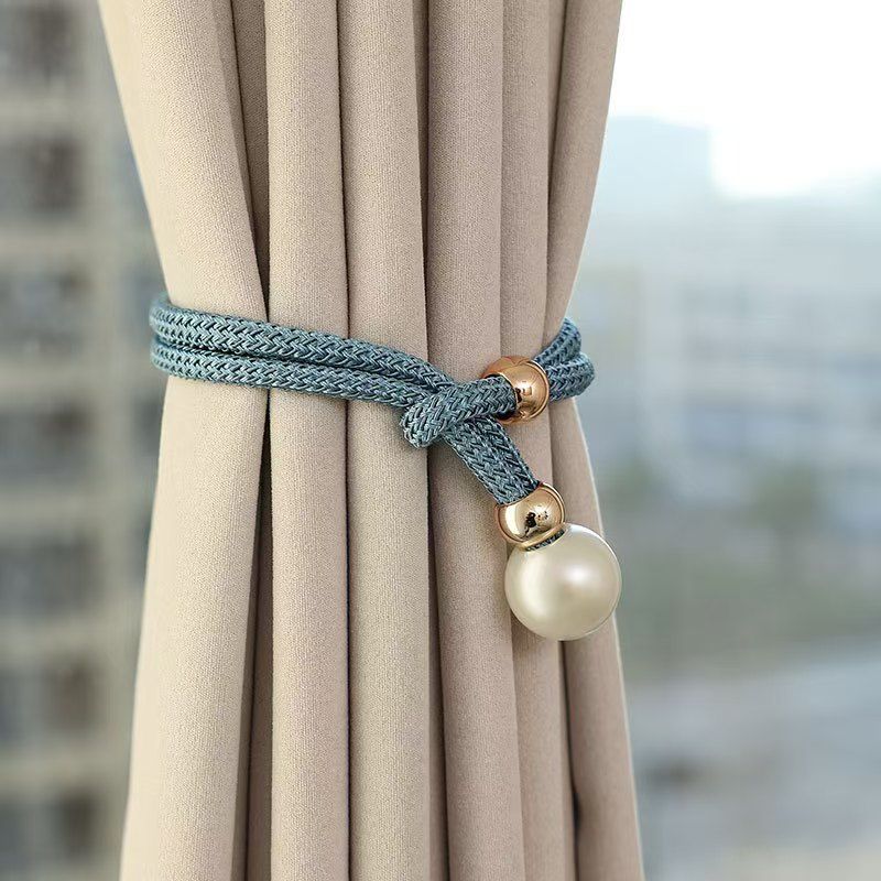 New Arrival2pcs French Curtain Tiebacks With Faux Pearl Decorations Convenient Drape Tiebacks Decorative Curtain Holdbacks Holder Curtain Tiebacks For Window Draperies For Home Bedroom Office Decor