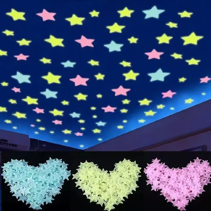 100 pieces of 3D luminous wall stickers, star stickers, bedroom home decoration, luminous wall stickers, home decoration, star luminous star stickers, 3D wallpaper