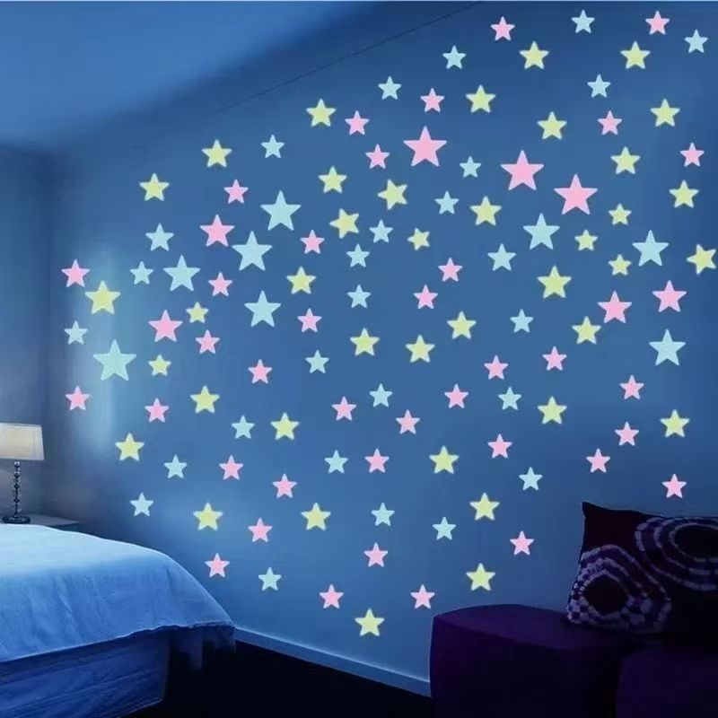 100 pieces of 3D luminous wall stickers, star stickers, bedroom home decoration, luminous wall stickers, home decoration, star luminous star stickers, 3D wallpaper