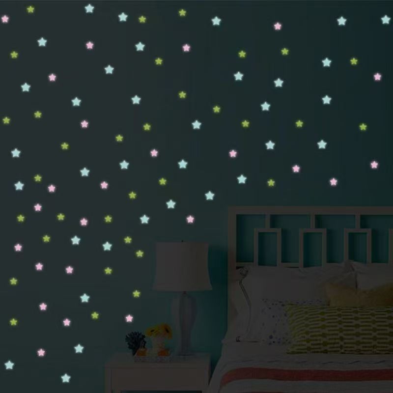 100 pieces of 3D luminous wall stickers, star stickers, bedroom home decoration, luminous wall stickers, home decoration, star luminous star stickers, 3D wallpaper