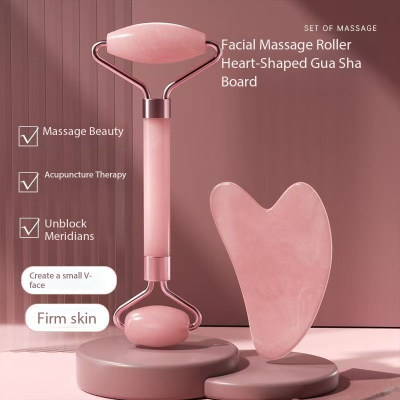 New Product LaunchPink roller massager, resin scraping board, facial skincare, scraping tool, scraper, SPA, massage acupuncture tool