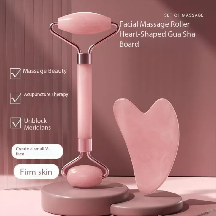New Product LaunchPink roller massager, resin scraping board, facial skincare, scraping tool, scraper, SPA, massage acupuncture tool