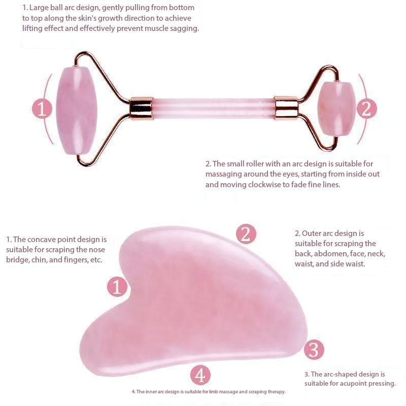 New Product LaunchPink roller massager, resin scraping board, facial skincare, scraping tool, scraper, SPA, massage acupuncture tool