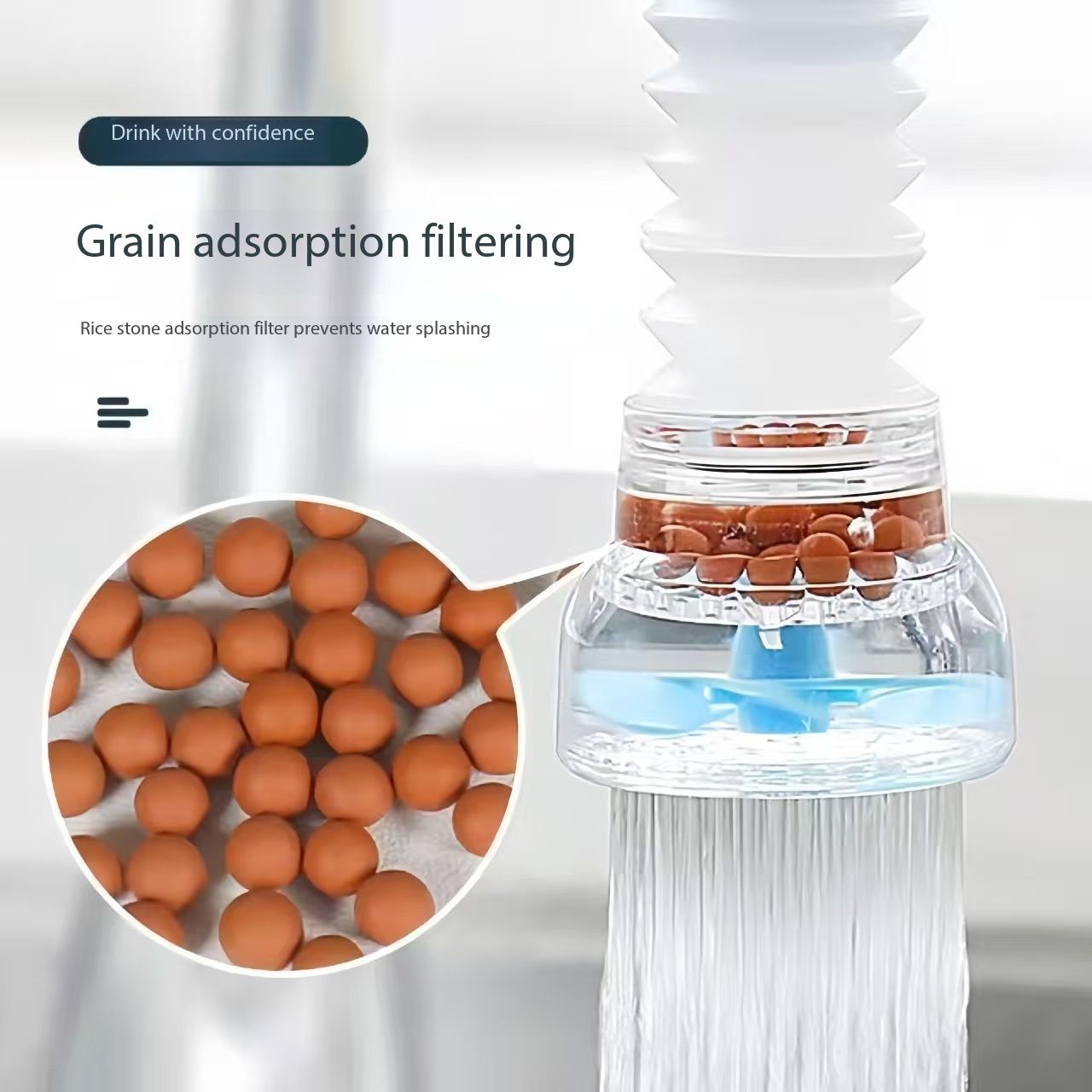 New Arrival1pc Retractable Faucet Water Filter Rotatable 360 Water Filter Tap Purifier Adjustable Water Tap Kitchen Accesories Household Water Filter Nozzle Adapter Sink