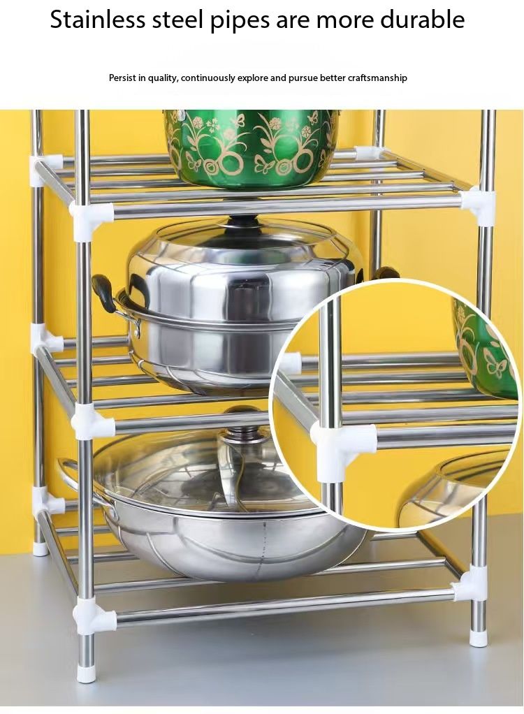 New Arriva5th floorlMultifunctional Floor Standing Storage Rack Multi‑Tier Metal Organizer Shelf Unit for Kitchen Bathroom Home Bedroom