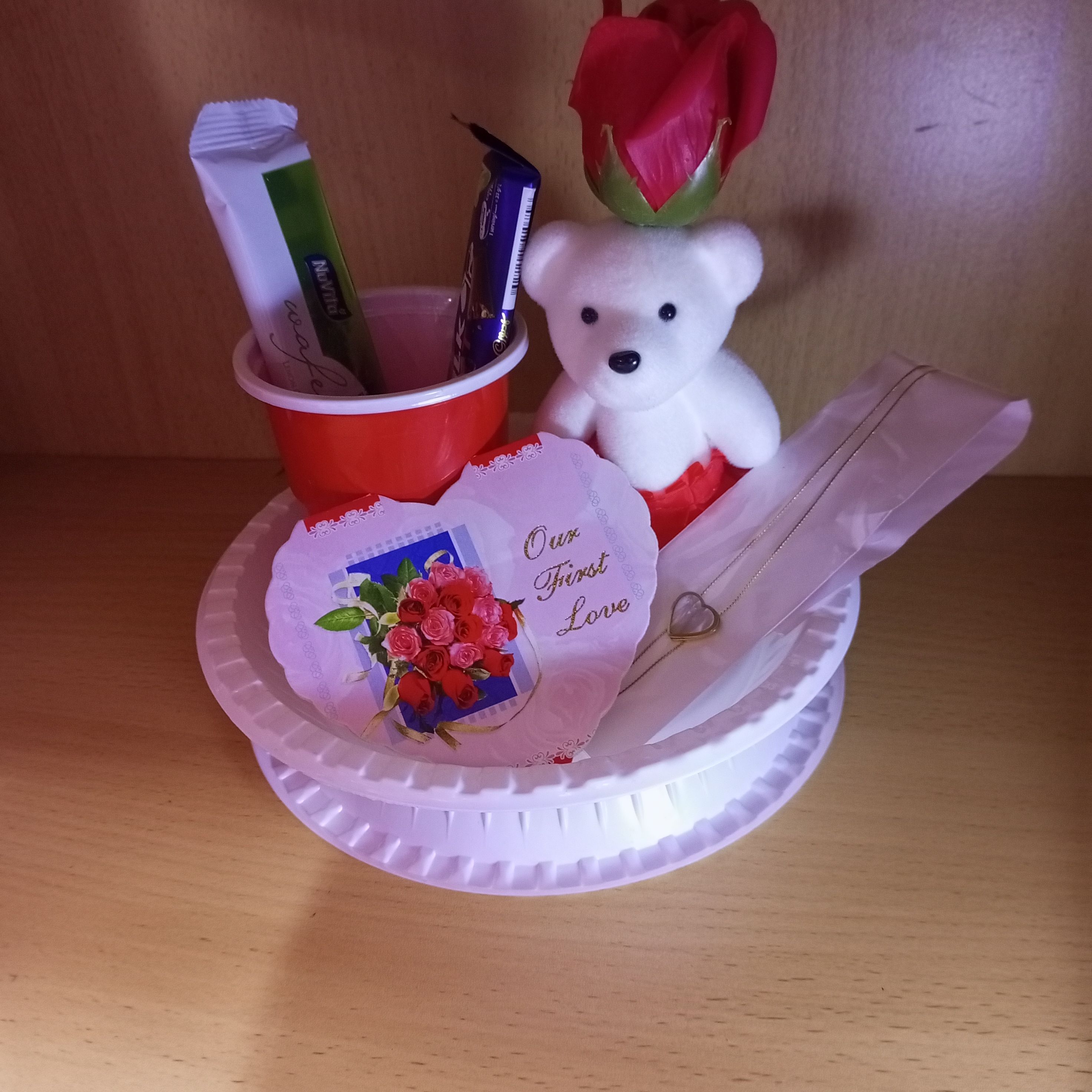 valentine gift set with teddy bear