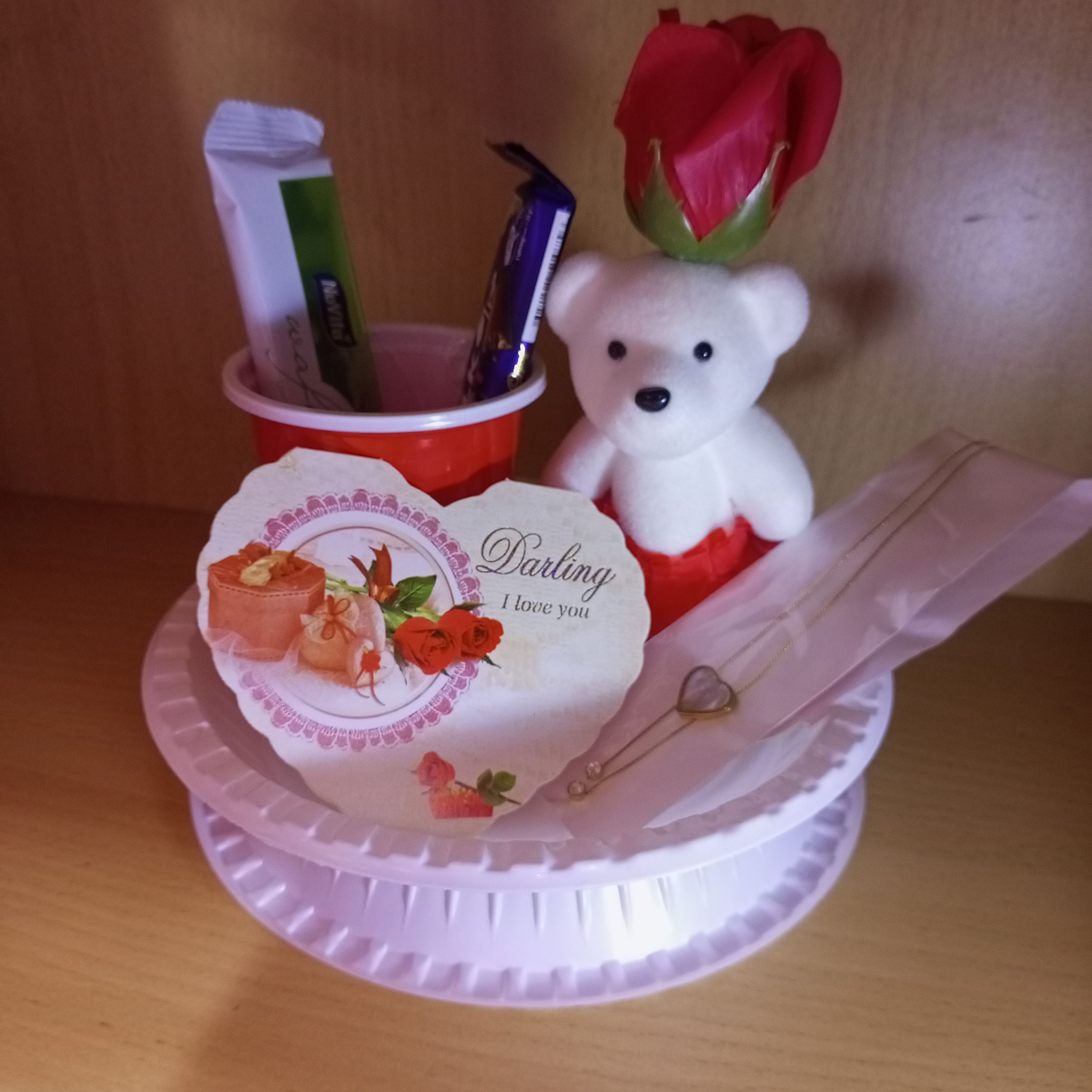 valentine gift set with teddy bear