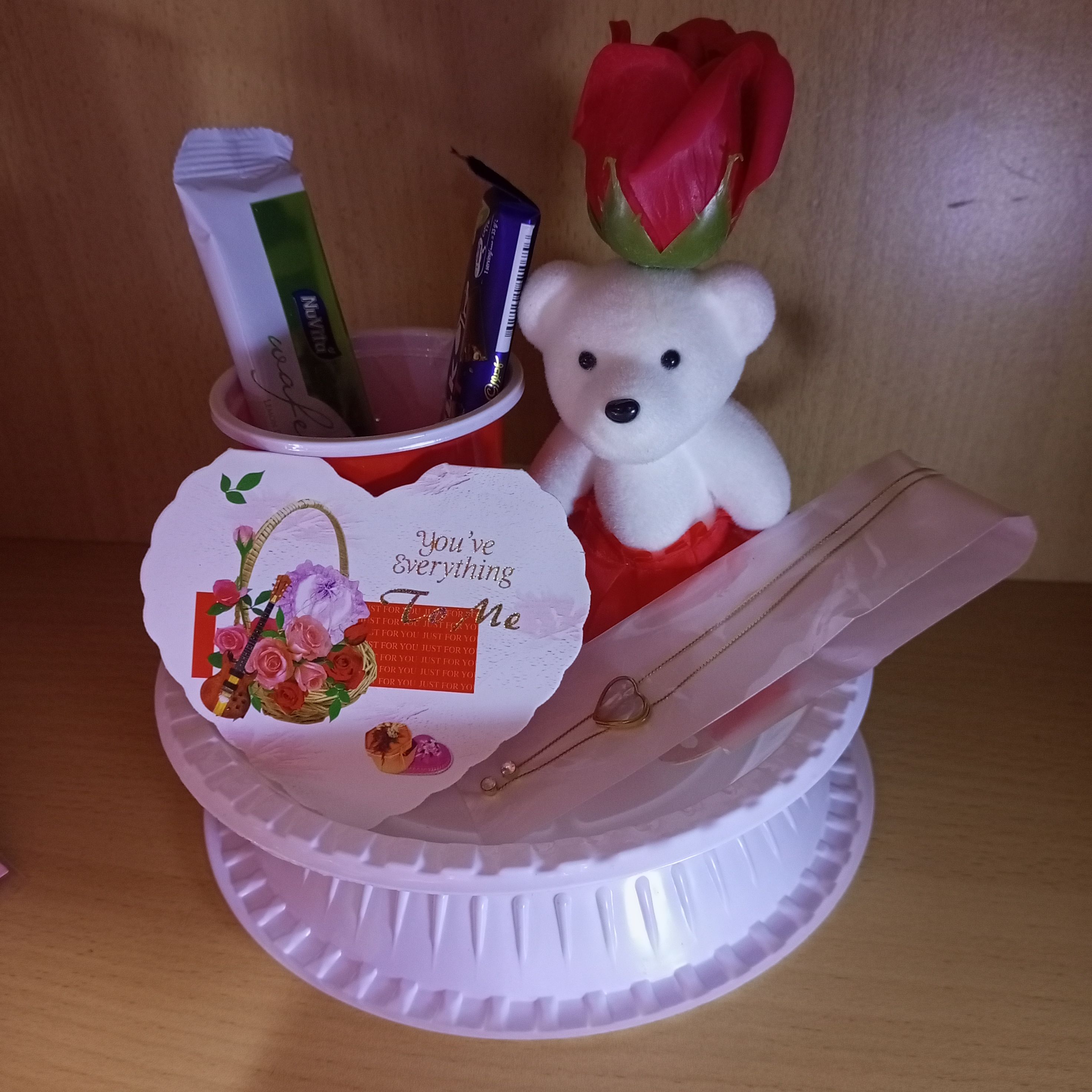 valentine gift set with teddy bear