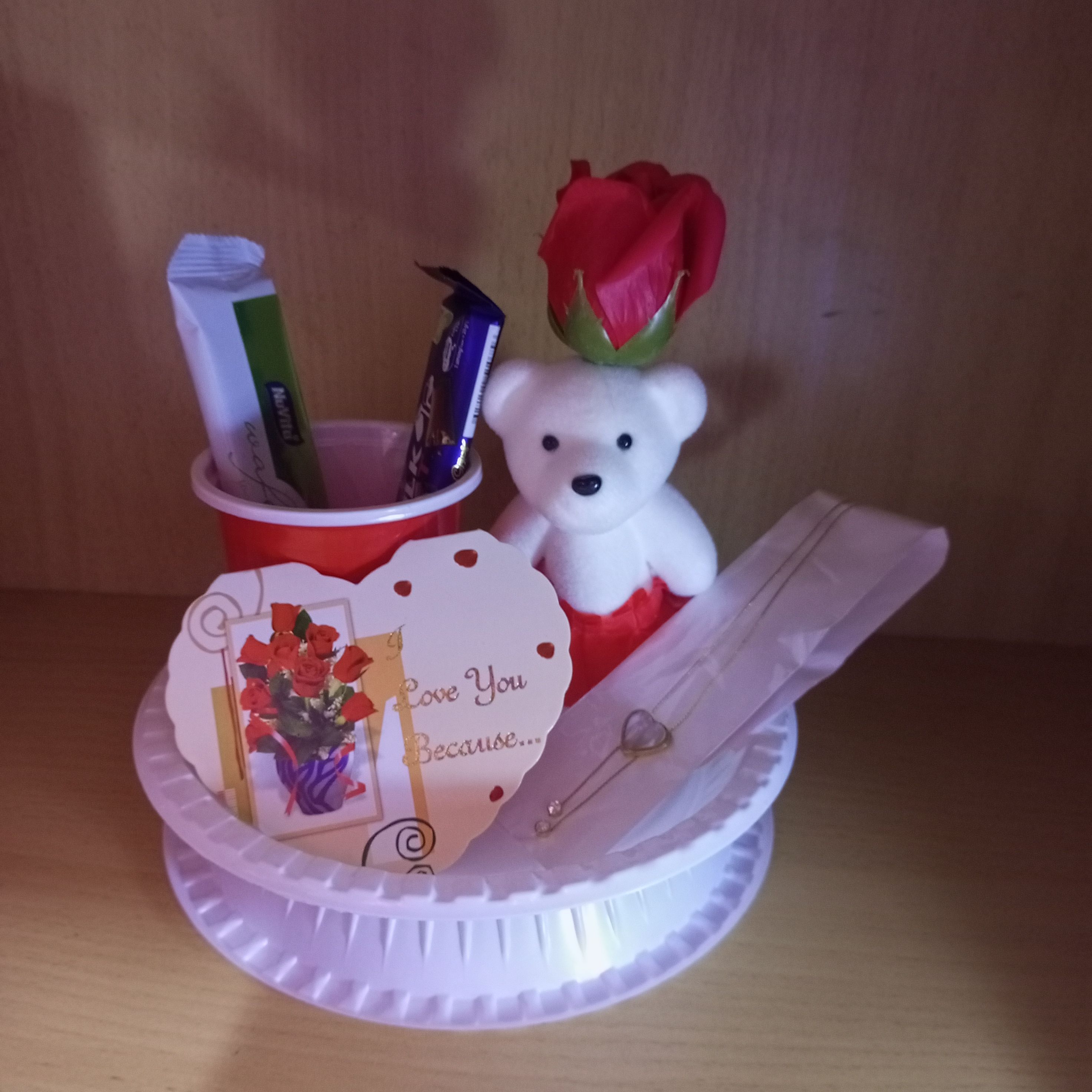 valentine gift set with teddy bear