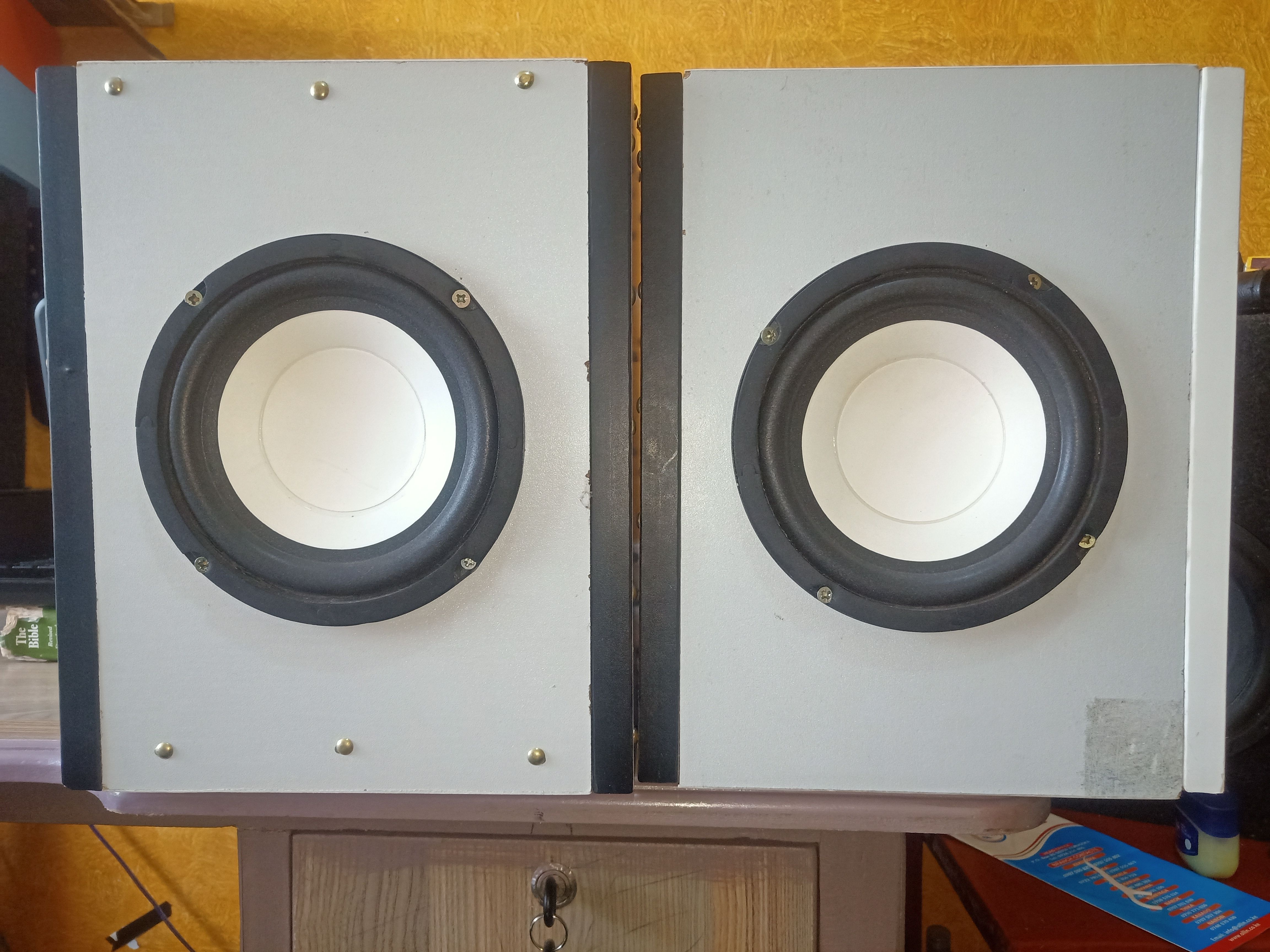 Dual 2.0 Stereo Speakers Only, passive woofers Bookshelf speaker system, sleek-design home theater