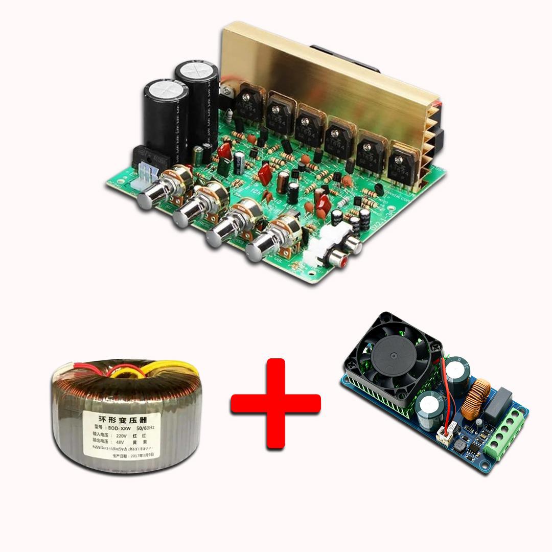 Full 2.1 Power Audio Amplifier 50v Transformer Powerful bass Class D Monoblock green board midrange amp 80w X 2, 500w Subwoofer Boschman Equaliser Preamp Stereo HiFi Bluetooth 5.0