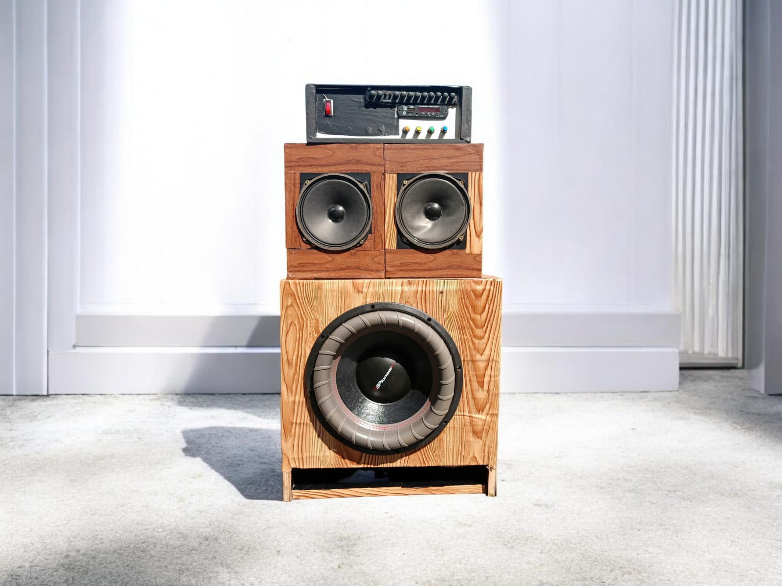 Pioneer 2.1 Home Theatre Sound System 12" TS-W711D4 Subwoofer Powerful Boschman Equaliser Preamp 6" Woofers Speakers Bass Boost Stereo Bluetooth 5.0 Tuned cabinets Deep Bass Relay Red board Amplifier