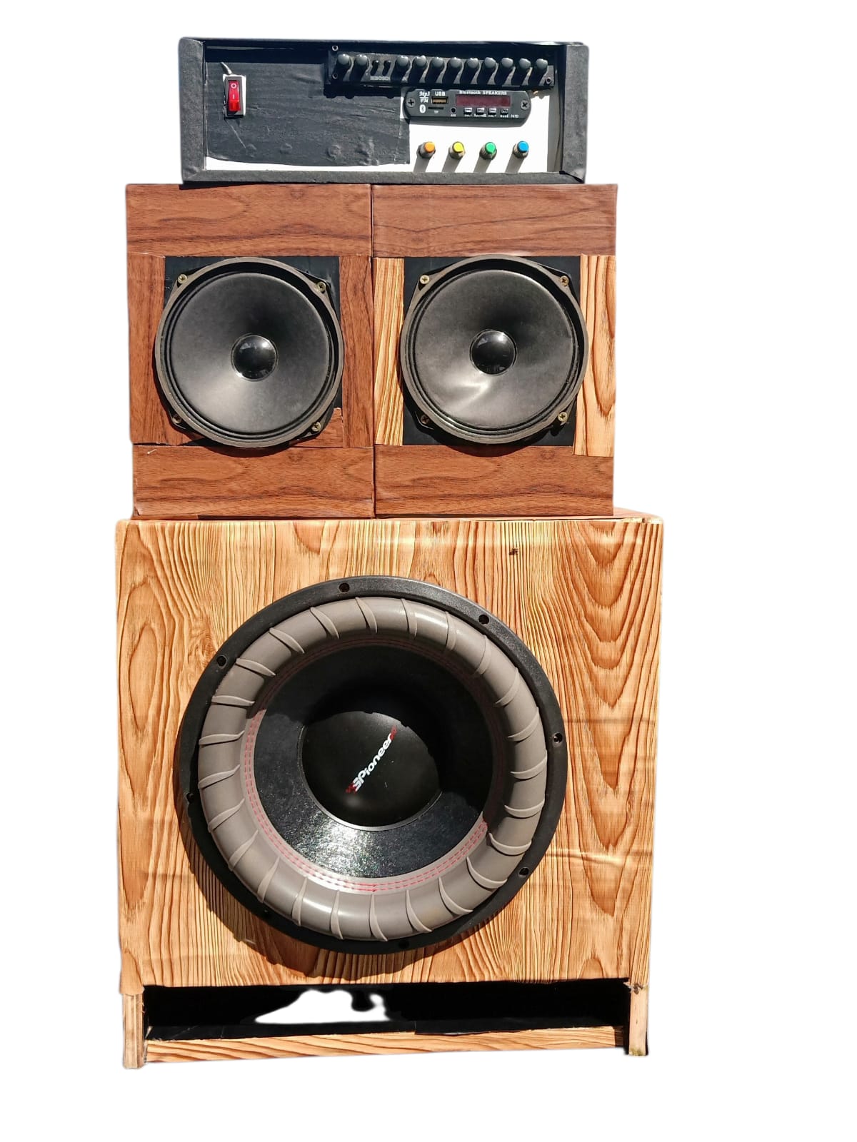 Pioneer 2.1 Home Theatre Sound System 12" TS-W711D4 Subwoofer Powerful Boschman Equaliser Preamp 6" Woofers Speakers Bass Boost Stereo Bluetooth 5.0 Tuned cabinets Deep Bass Relay Red board Amplifier