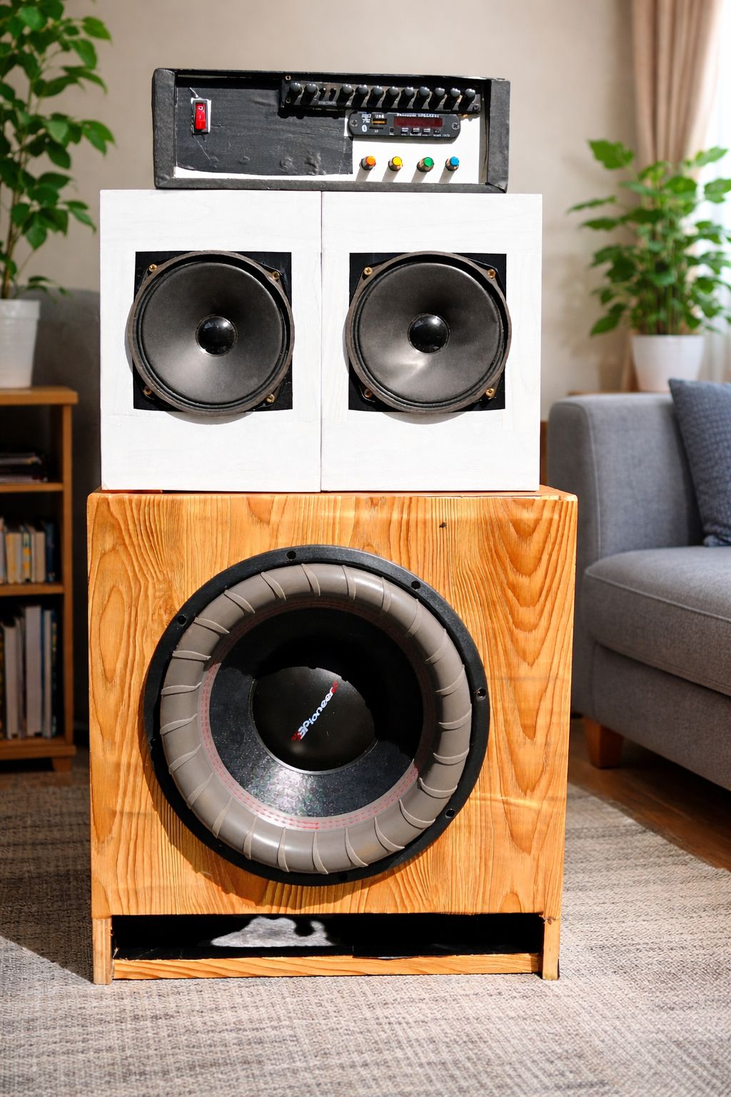 Pioneer 2.1 Home Theatre Sound System 12" TS-W711D4 Subwoofer Powerful Boschman Equaliser Preamp 6" Woofers Speakers Bass Boost Stereo Bluetooth 5.0 Tuned cabinets Deep Bass Relay Red board Amplifier